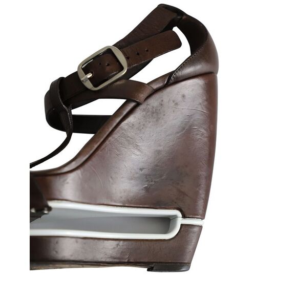 Celine Platform Wedge Sandals in Brown Leather - Picture 9 of 10